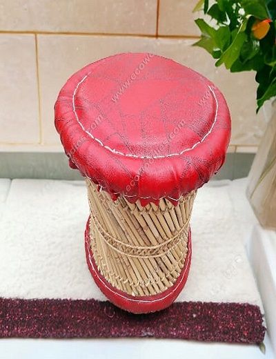 Picture of Red Round Accent Ottoman 