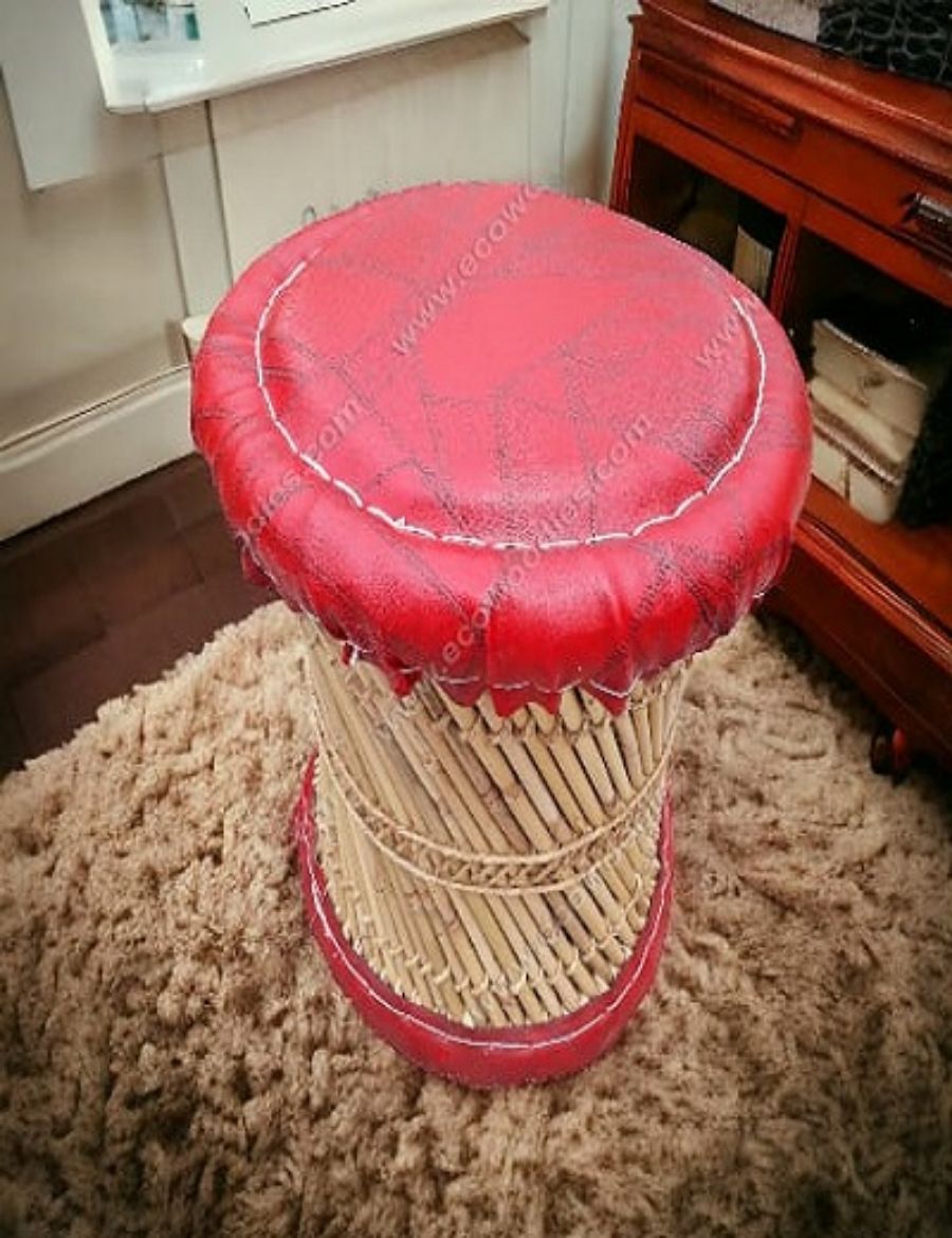 Picture of Red Round Accent Ottoman 