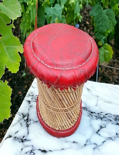 Picture of Red Round Accent Ottoman 