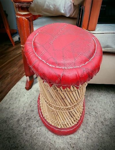 Picture of Red Round Accent Ottoman 