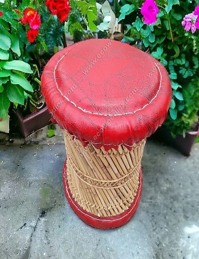 Picture of Red Round Accent Ottoman 