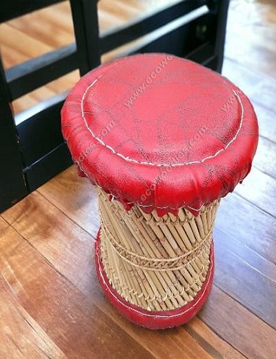 Picture of Red Round Accent Ottoman 