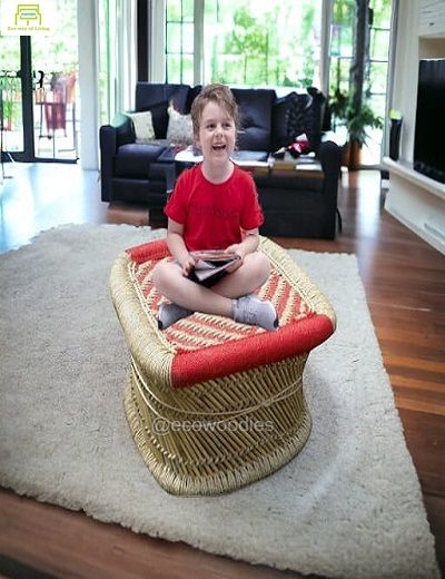 Picture of Patio Garden Bamboo Ottoman Stool