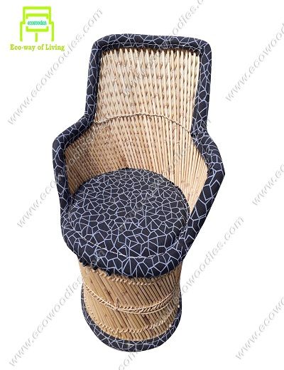 Picture of Indian Boho Chic Bamboo Chair With Two End Tables