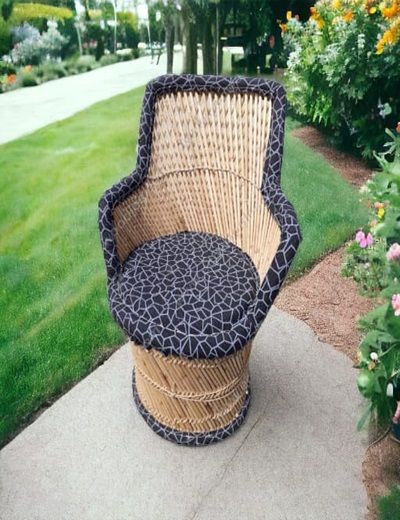 Picture of Indian Boho Chic Bamboo Chair With Two End Tables