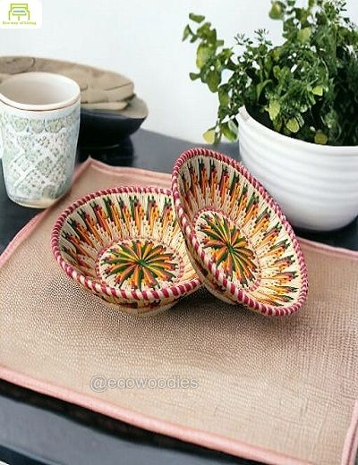 Picture of Multicolor Handwoven Moonj Grass Basket 