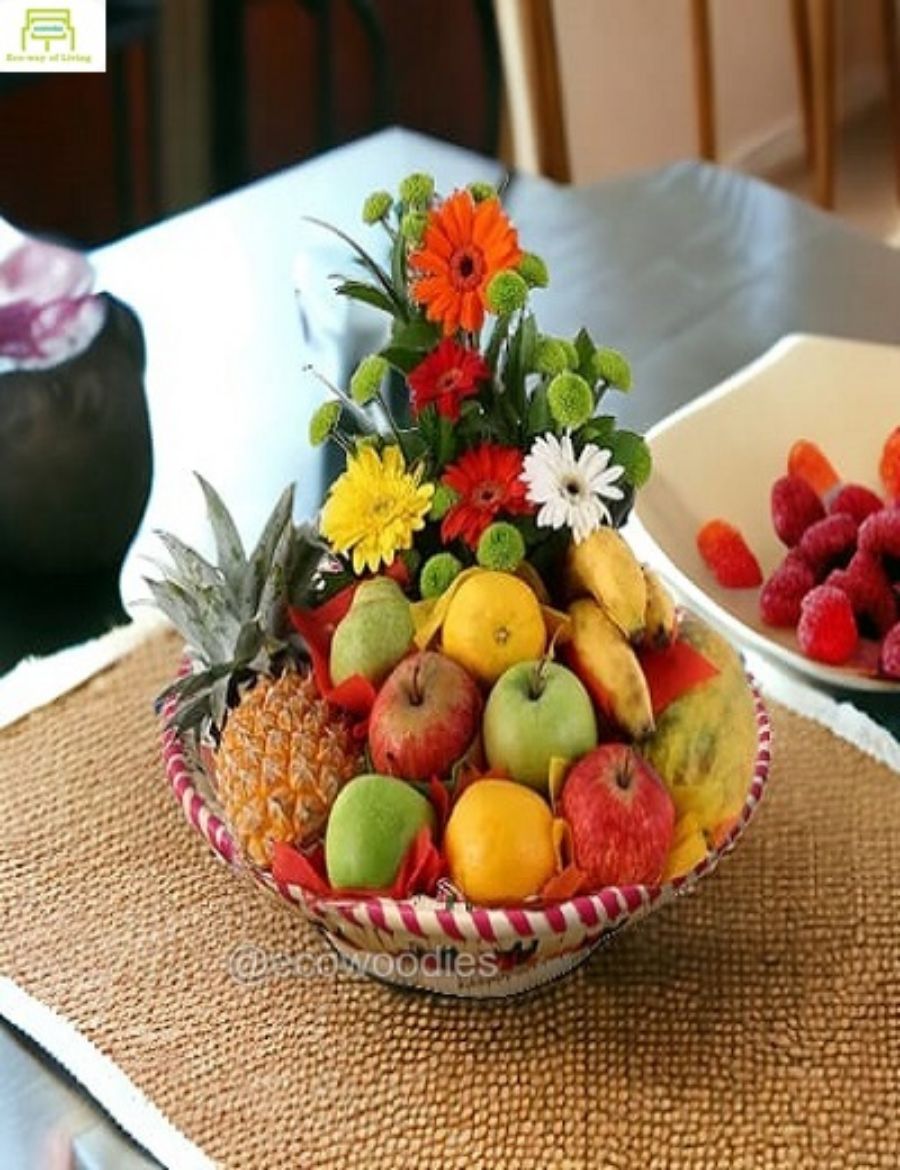 Picture of Multicolor Handwoven Moonj Grass Basket 