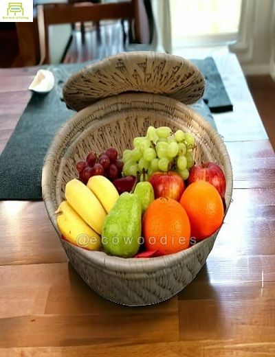 Picture of Moonj Grass Basket Decorative / Fruit & Vegetable Basket  With Lid