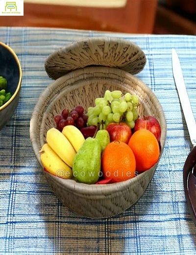 Picture of Moonj Grass Basket Decorative / Fruit & Vegetable Basket  With Lid