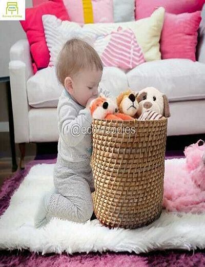 Picture of Handicraft  Woven Wicker Laundry Hamper, Large Wicker Laundry Basket