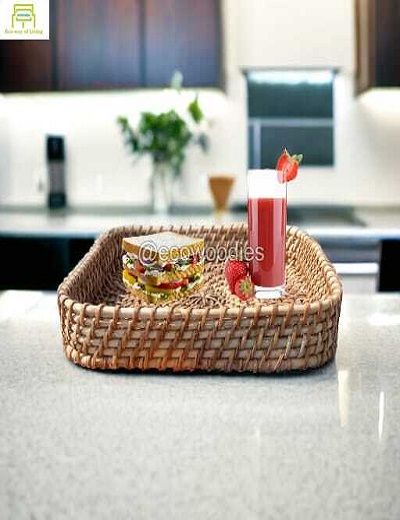 Picture of Hand-Woven Moonji Grass Rectangular Serving Tray 