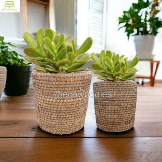 Picture of Handcrafted Eco-friendly Decorative Cane Rattan Plant Pot Storage Basket 