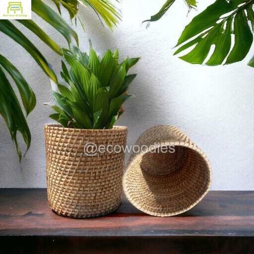 Picture of Handcrafted Eco-friendly Decorative Cane Rattan Plant Pot Storage Basket 