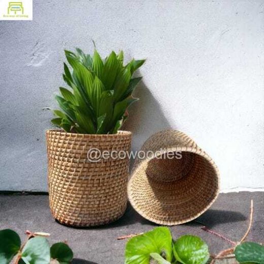 Picture of Handcrafted Eco-friendly Decorative Cane Rattan Plant Pot Storage Basket 