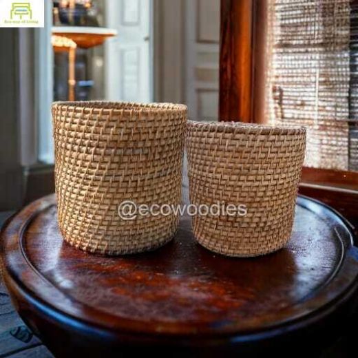 Picture of Handcrafted Eco-friendly Decorative Cane Rattan Plant Pot Storage Basket 