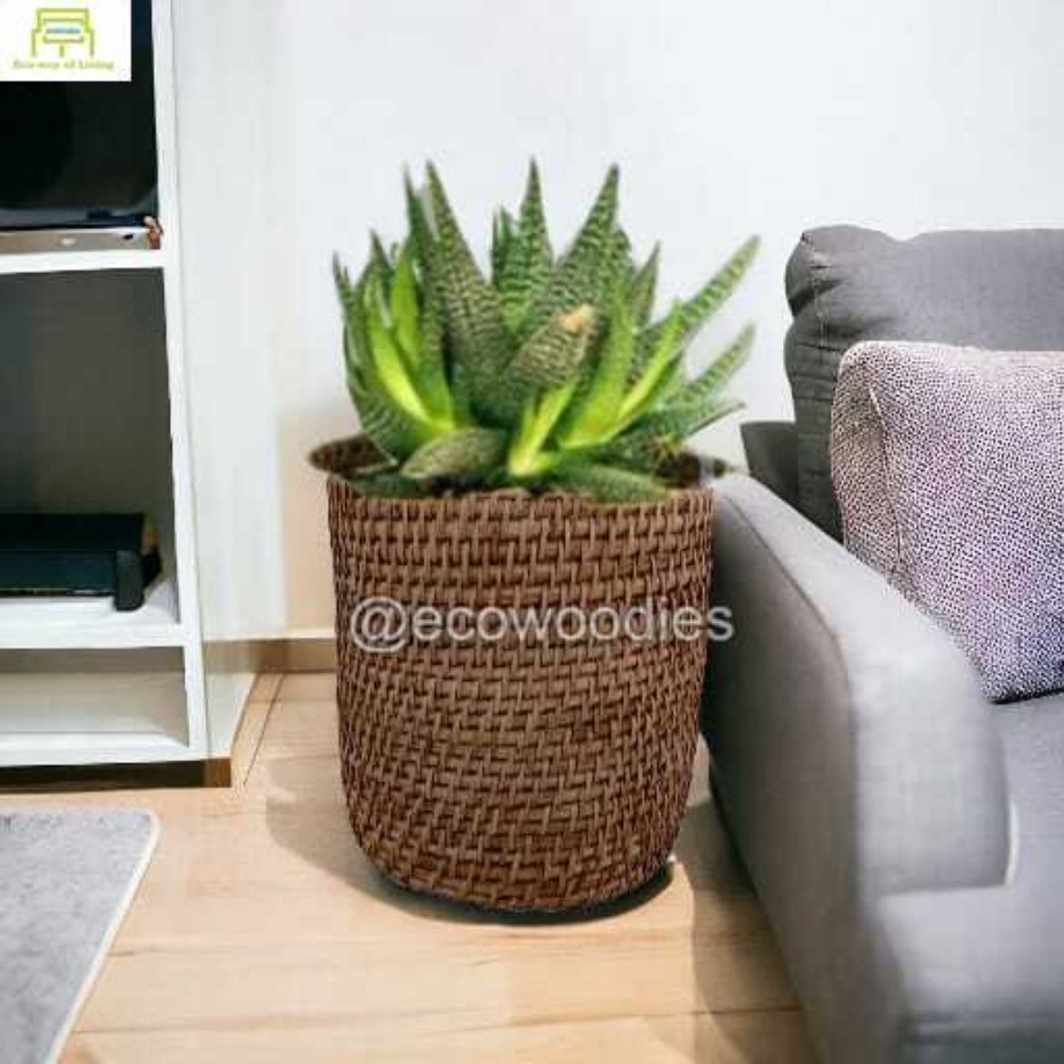 Picture of Handcrafted Eco-friendly Decorative Cane Rattan Plant Pot Storage Basket 