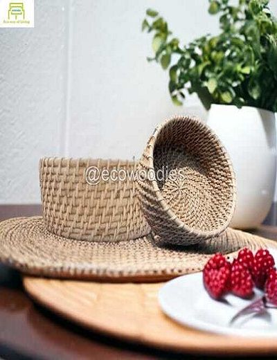 Picture of Vintage Handwoven Cane Basket 