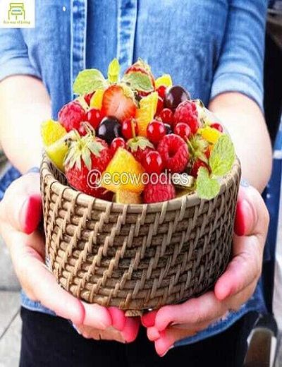 Picture of Vintage Handwoven Cane Basket 