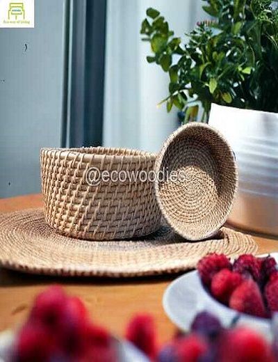 Picture of Vintage Handwoven Cane Basket 