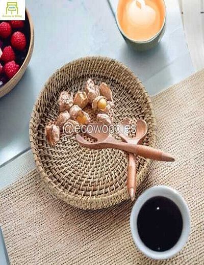 Picture of Newest Quality Round Wicker Cane Serving Tray 