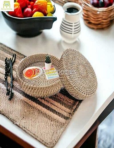 Picture of Newest Quality Round Wicker Cane Serving Tray 