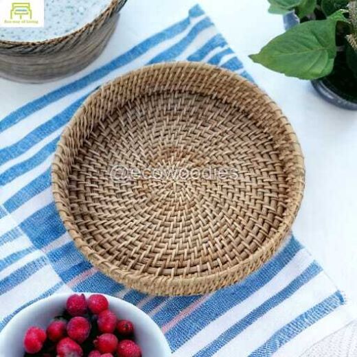 Picture of Newest Quality Round Wicker Cane Serving Tray 