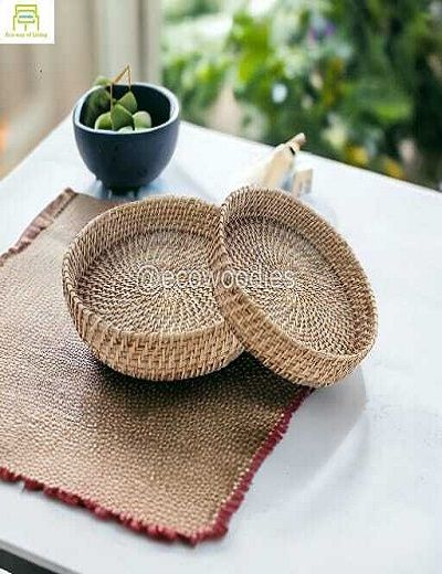 Picture of Newest Quality Round Wicker Cane Serving Tray 