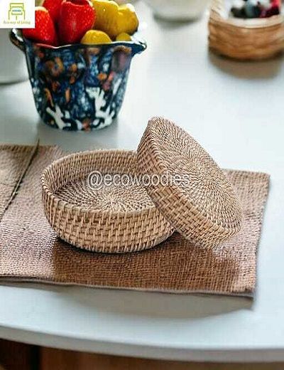 Picture of Newest Quality Round Wicker Cane Serving Tray 