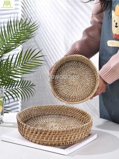 Picture of Newest Quality Round Wicker Cane Serving Tray 