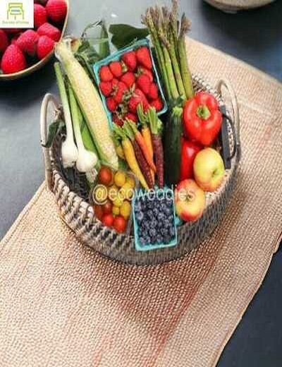 Picture of  Natural Multi-Utility Functional Hand-Woven Cane Fruit Hamper Basket With Handle 