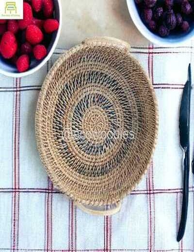 Picture of  Natural Multi-Utility Functional Hand-Woven Cane Fruit Hamper Basket With Handle 