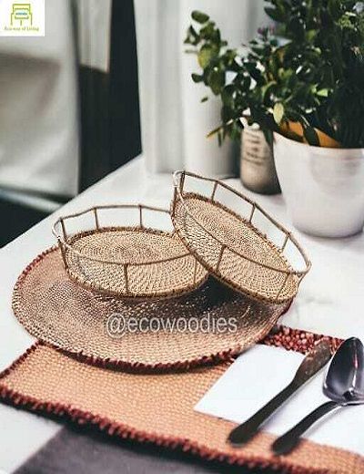 Picture of Modern  Cane  Dinning Table Decor Fruit /Dry Fruit Server Trays