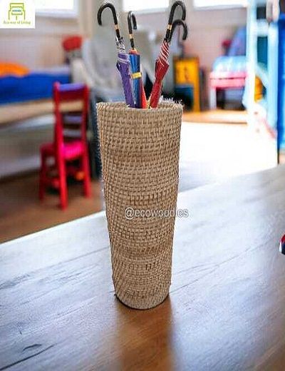 Picture of Handicraft  Woven Rustic Wicker Cane Umbrella Holder 