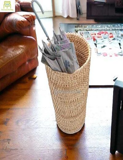 Picture of Handicraft  Woven Rustic Wicker Cane Umbrella Holder 