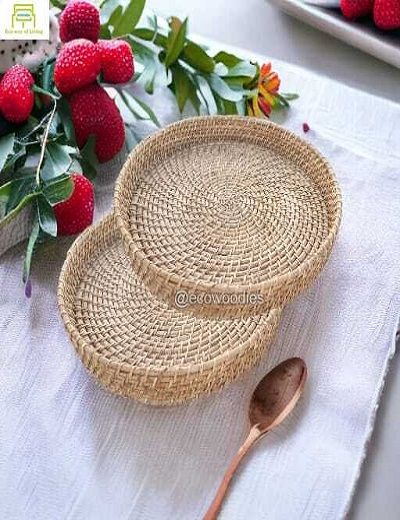 Picture of Multipurpose Hand Woven Cane Round Tray