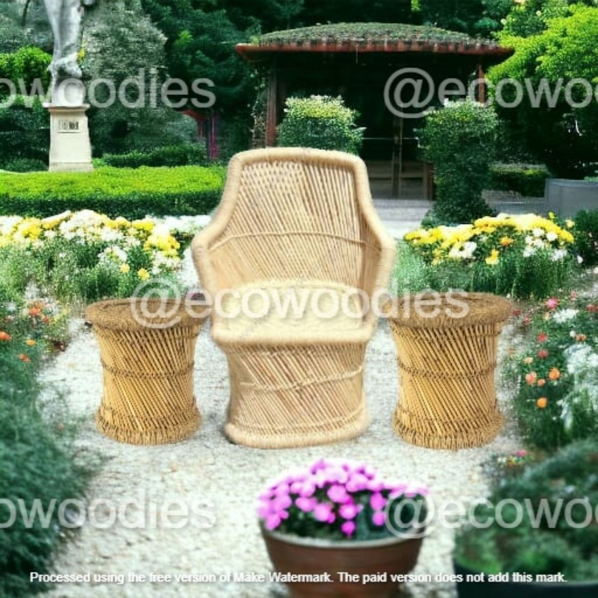 Picture of Jute Bamboo Chair With Set Of Ottoman